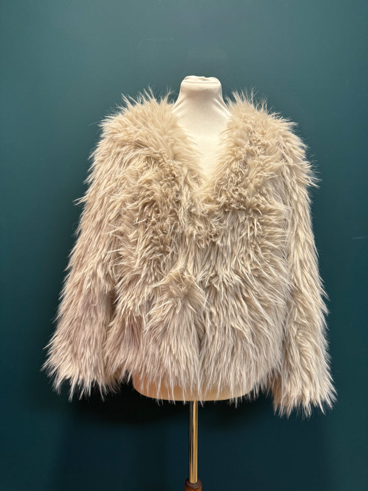 Giacca eco pelliccia panna