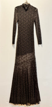 Abito lungo pizzo brown