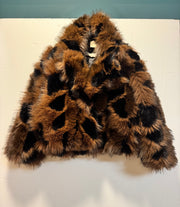 Giacca ecofur marrone e nera