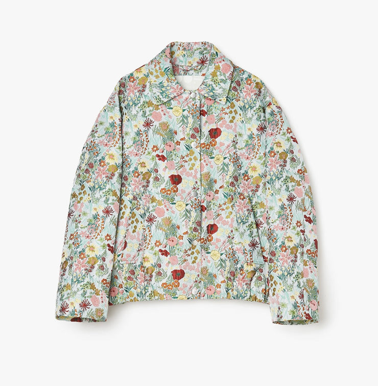 GIACCA CORTA IN TESSUTO JACQUARD ACCOPPIATO - BIANCO/MULTICOLOR