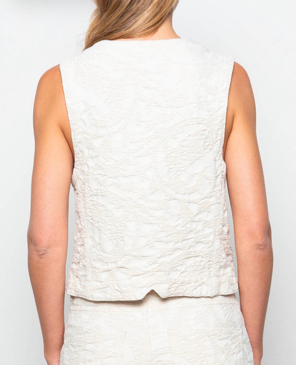 Gilet jacquard panna