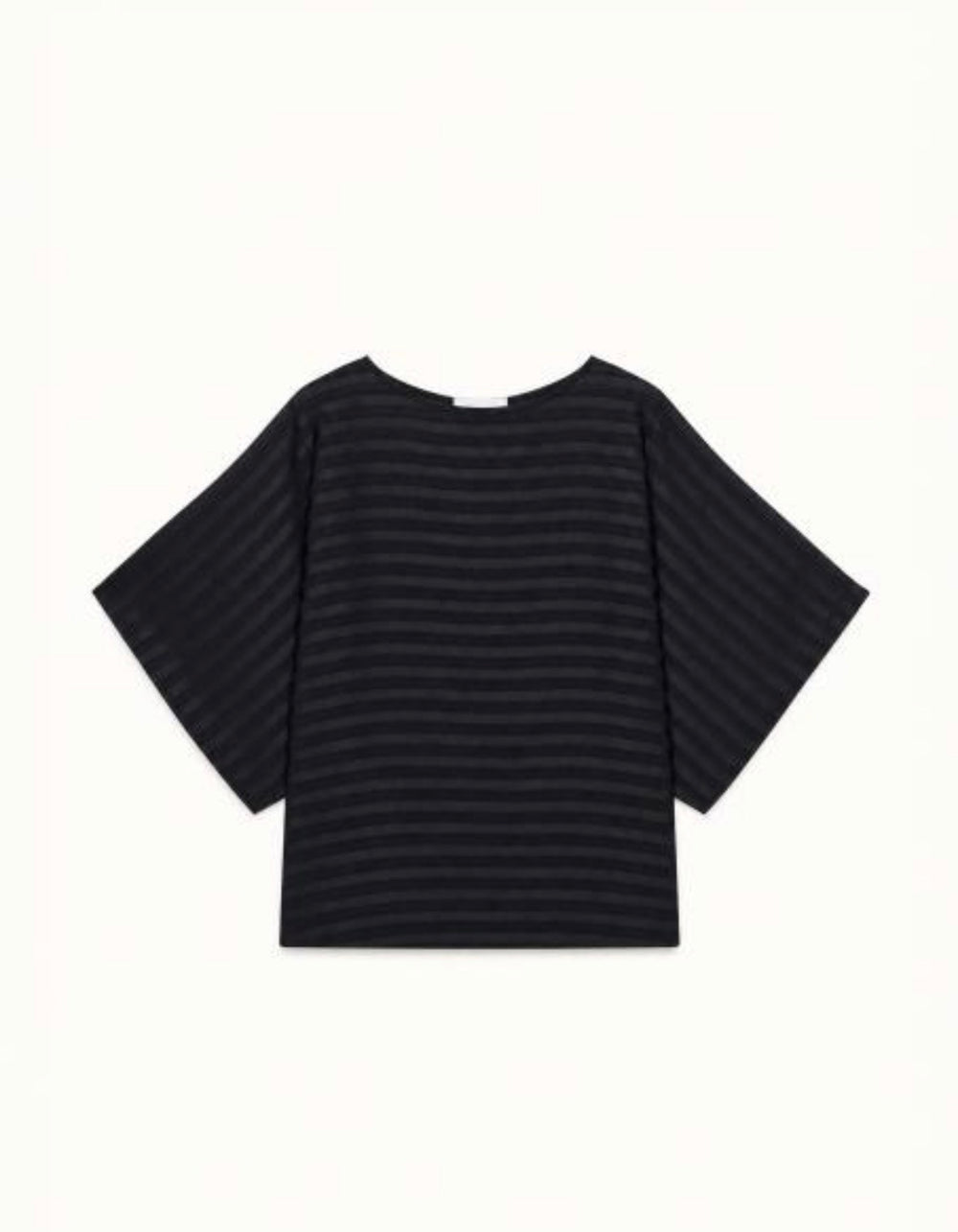 Blusa over a righe nera con fiocco sul retro