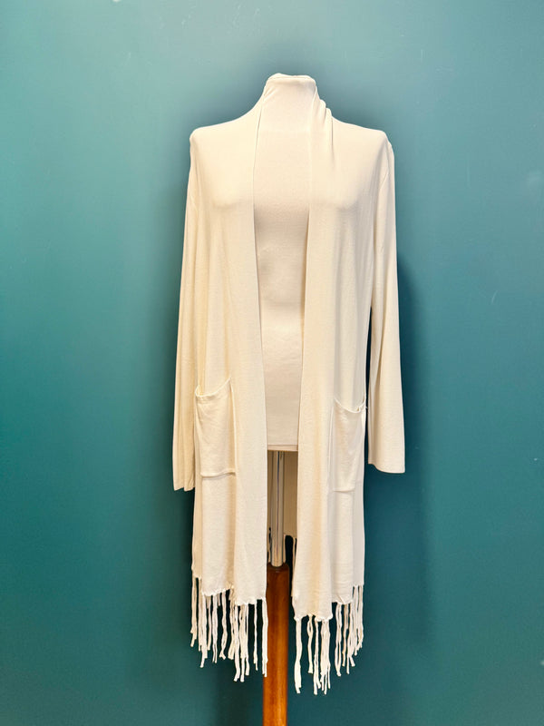 Cardigan panna frange