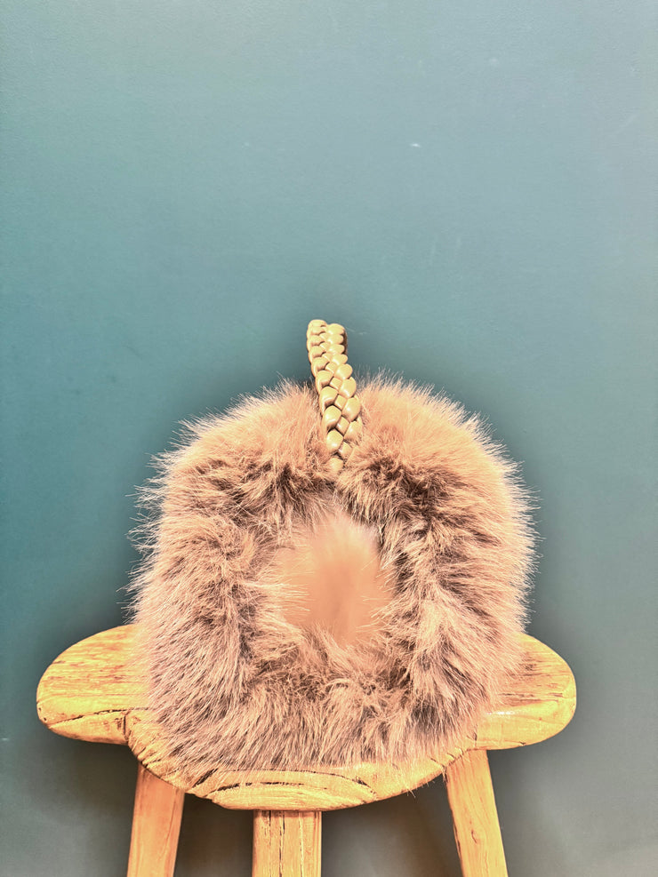 Borsa bauletto Ecopelliccia taupe