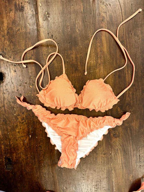 Bikini triangolo fru fru pesco