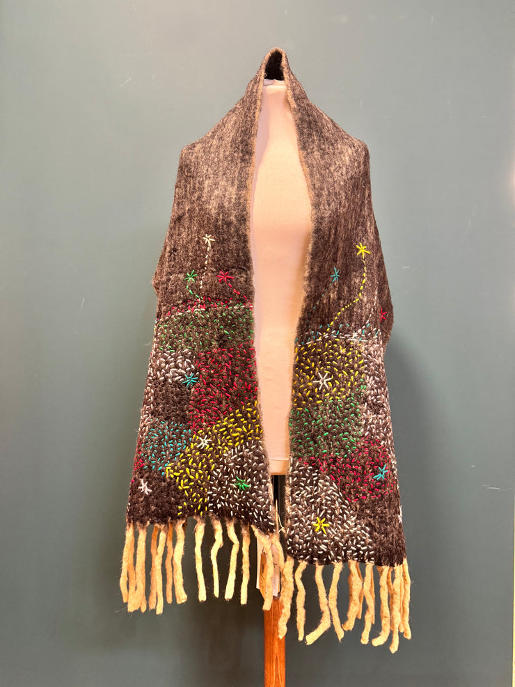 Sciarpa de Siena recycled wool  fantasia 1 hand stitched