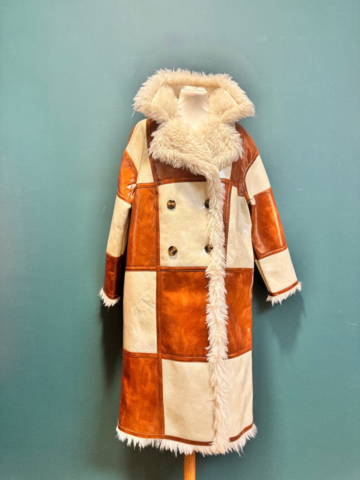 Cappotto lungo scacchi avorio caramello reversibile OOF WEAR