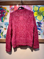 Maglia scollo a V lampone happy sheep