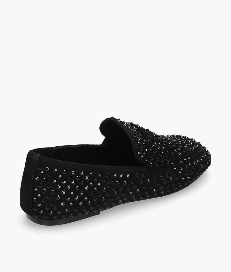Mocassino strass nero su nero