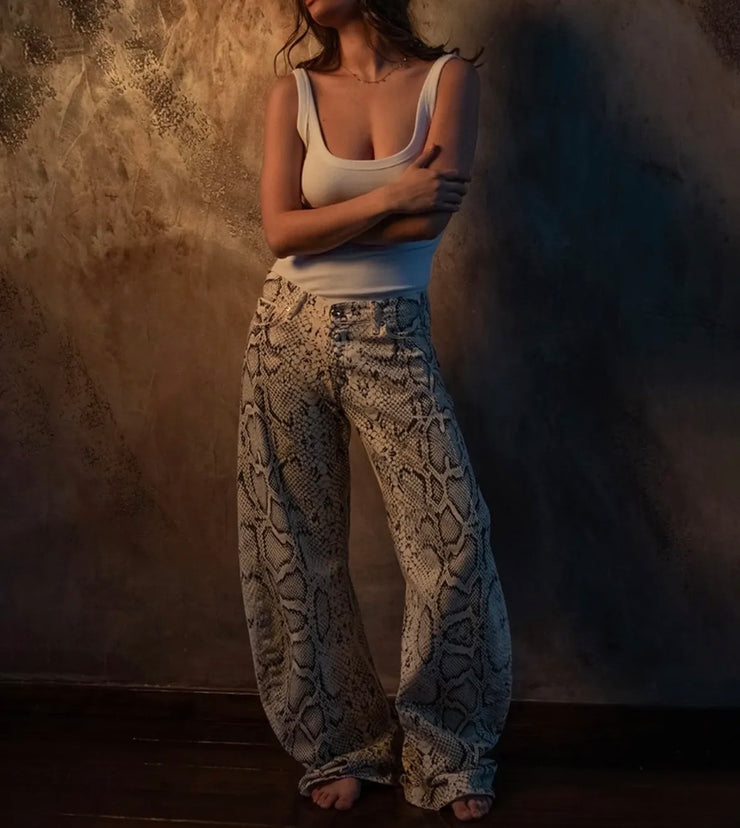 Jeans Emanuela pitone bianco