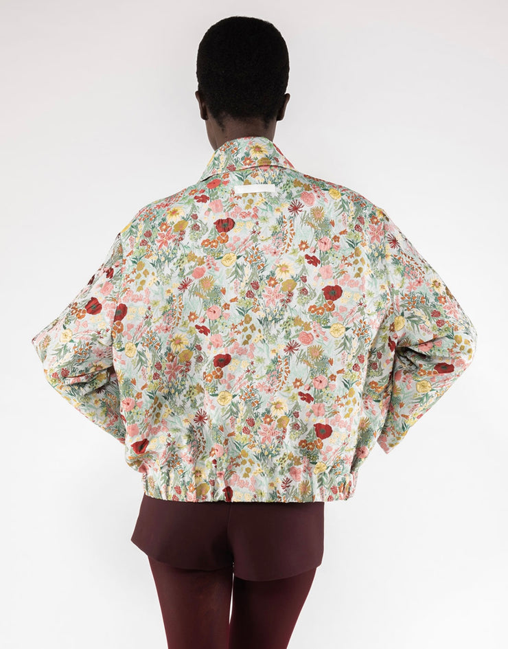 GIACCA CORTA IN TESSUTO JACQUARD ACCOPPIATO - BIANCO/MULTICOLOR