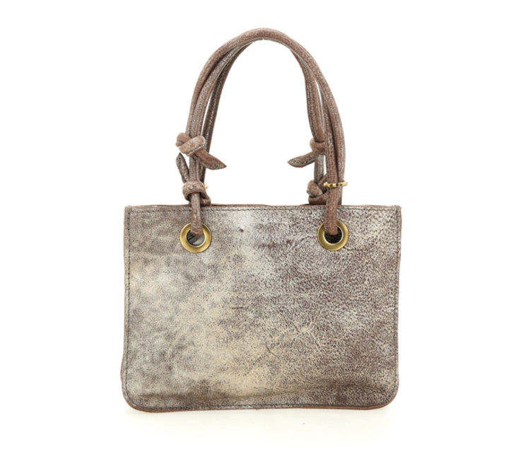 Borsa mini shopper laminato acciaio
