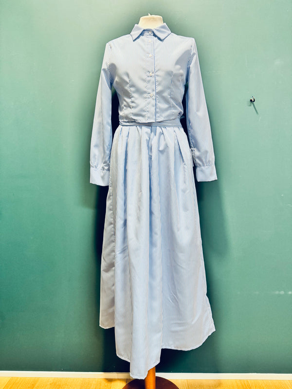Camicia righe bianca e azzurra cropped
