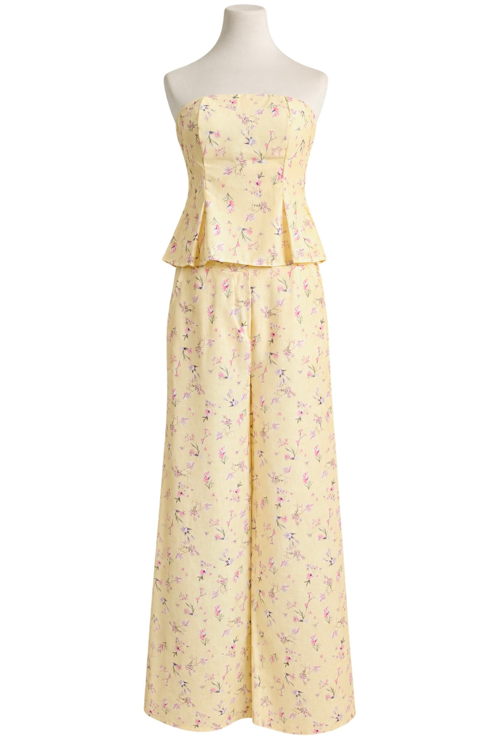 Top + pantalone palazzo floreale giallo