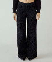 Jeans five shaft wild leg denim pasley