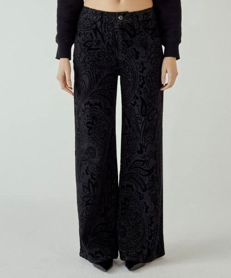 Jeans five shaft wild leg denim pasley