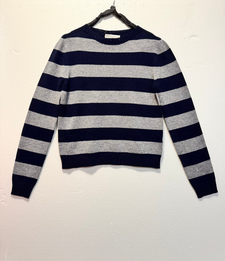 Maglia girocollo righe grigio blu