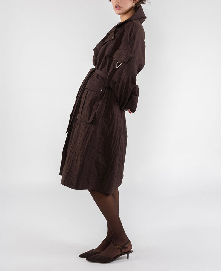 TRENCH IN NYLON - FONDENTE