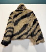 Giacca ecofur beige e nero