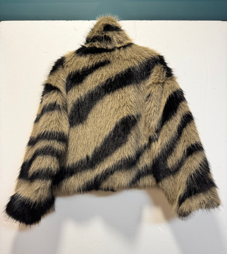 Giacca ecofur beige e nero