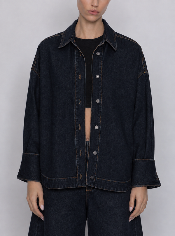 Camicia over in denim scuro GOD SAVE DENIM