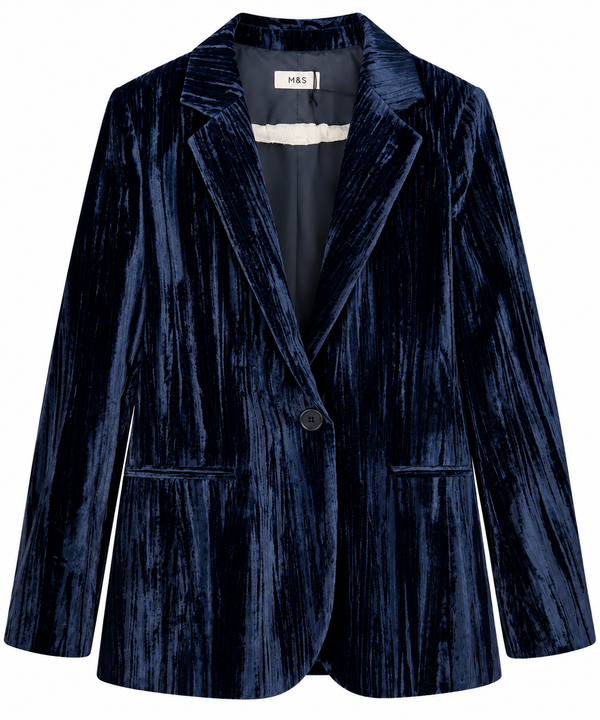 Blazer sartoriale in velluto blu