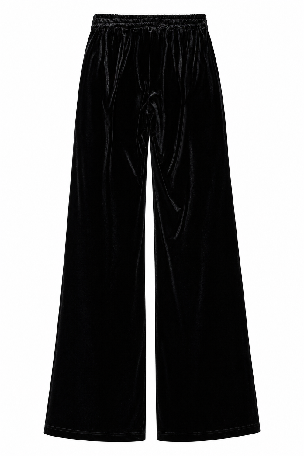 Pantalone palazzo in velluto liscio nero
