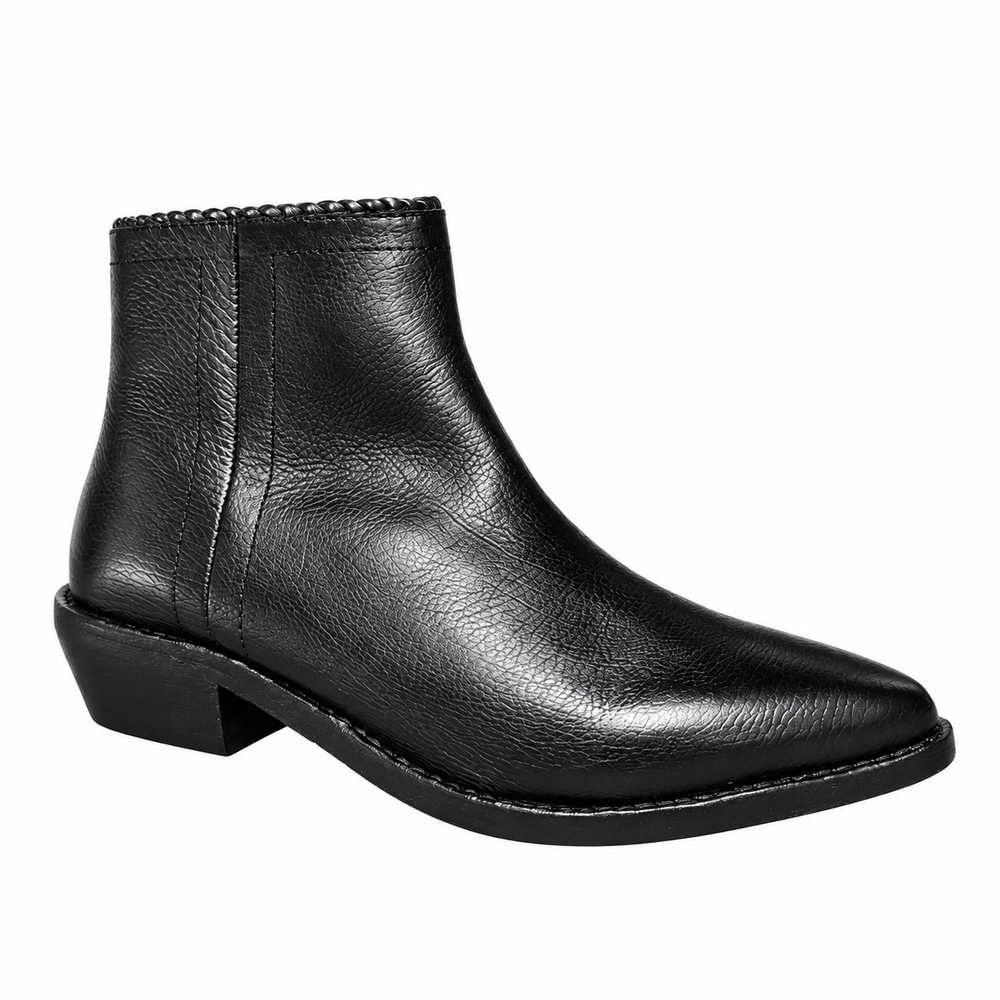 Texano nero in pelle zolfo