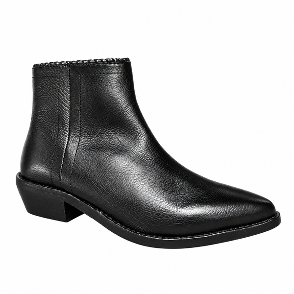 Texano nero in pelle zolfo