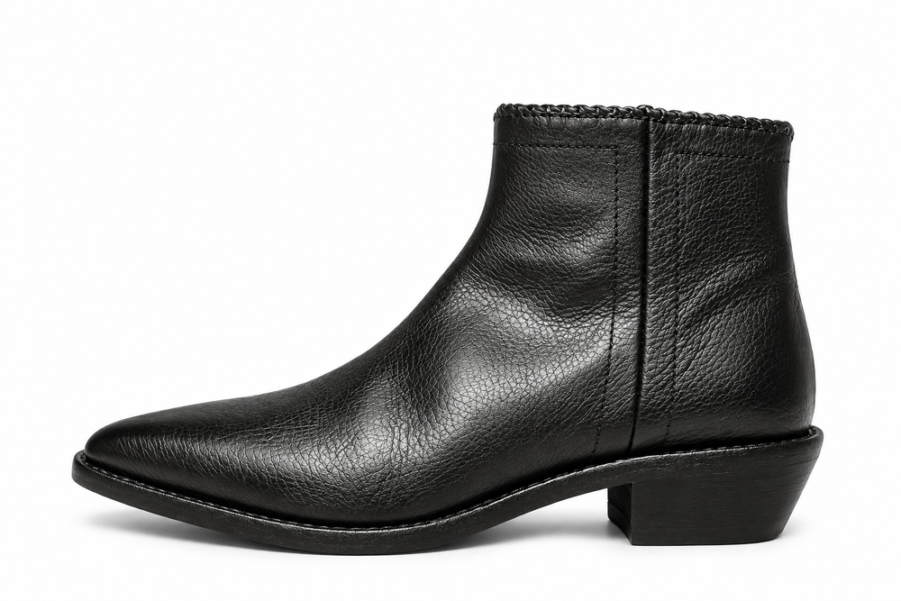 Texano nero in pelle zolfo