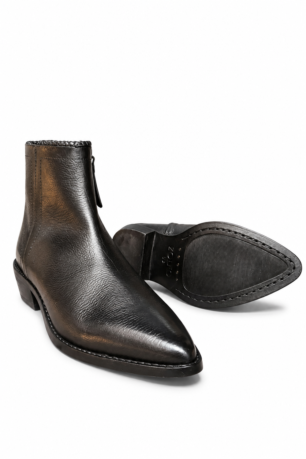 Texano nero in pelle zolfo