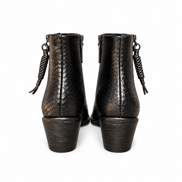 Texano in pelle stampata snake nero zolfo