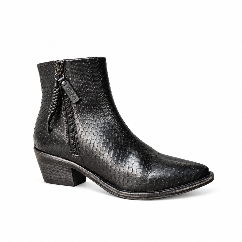 Texano in pelle stampata snake nero zolfo