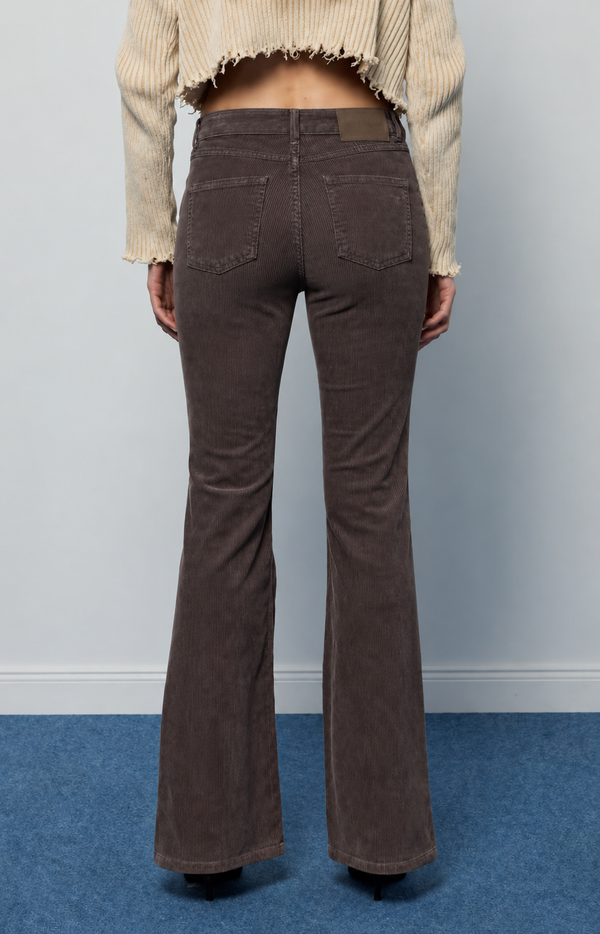 Pantalone zampa Celine velluto chocolate noir and bleu