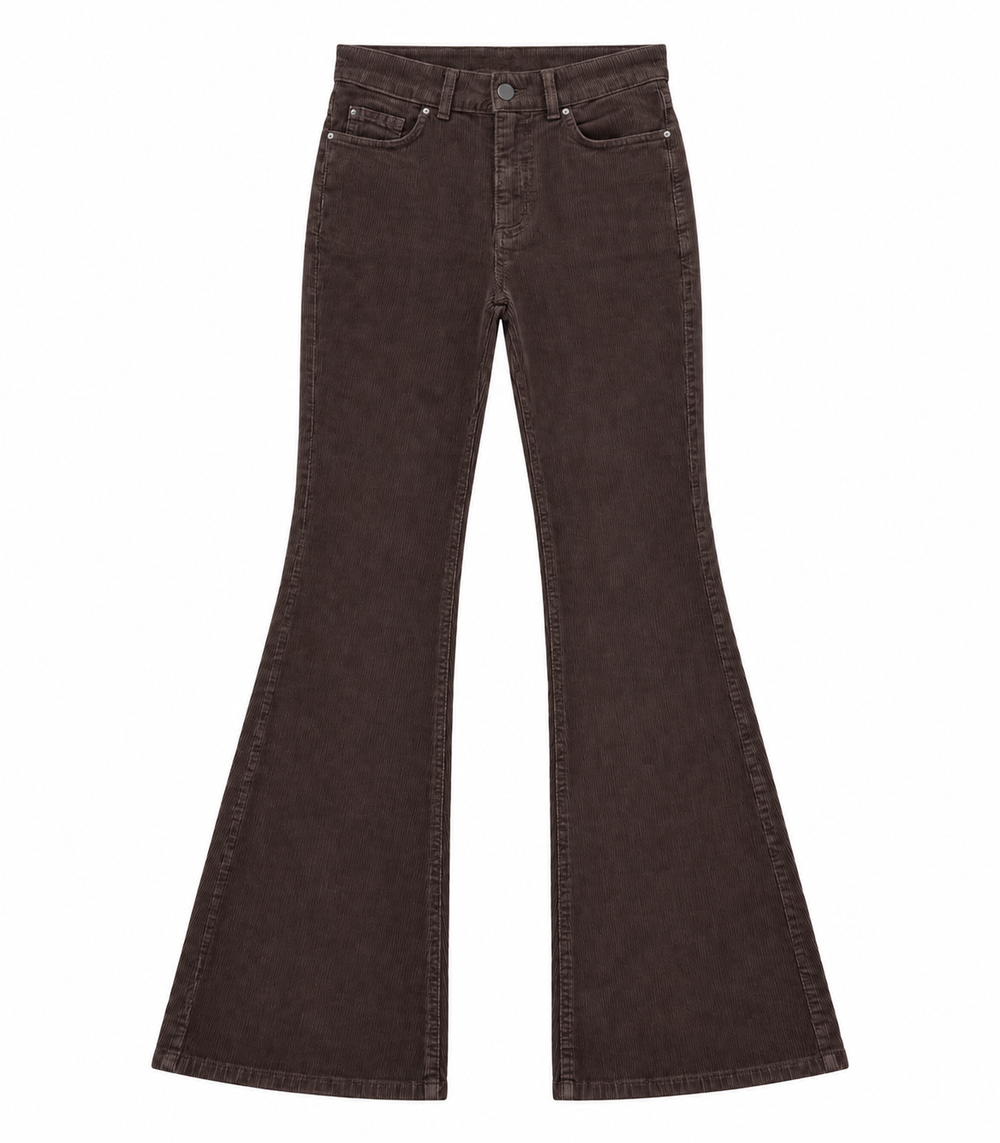 Pantalone zampa Celine velluto chocolate noir and bleu