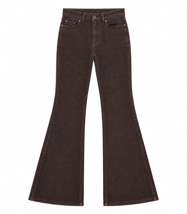 Pantalone zampa Celine velluto chocolate noir and bleu