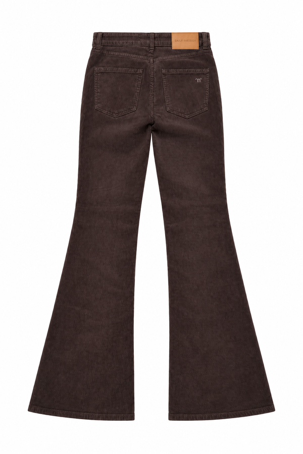 Pantalone zampa Celine velluto chocolate noir and bleu