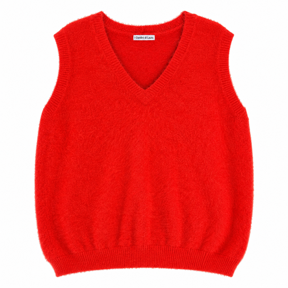 Gilet arancio in maglia fluffy