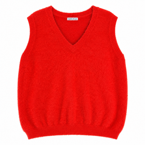 Gilet arancio in maglia fluffy