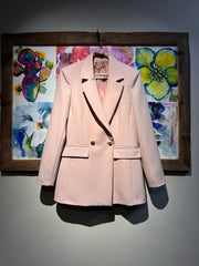 Blazer giacca tessuto tecnico cipria doppiopetto