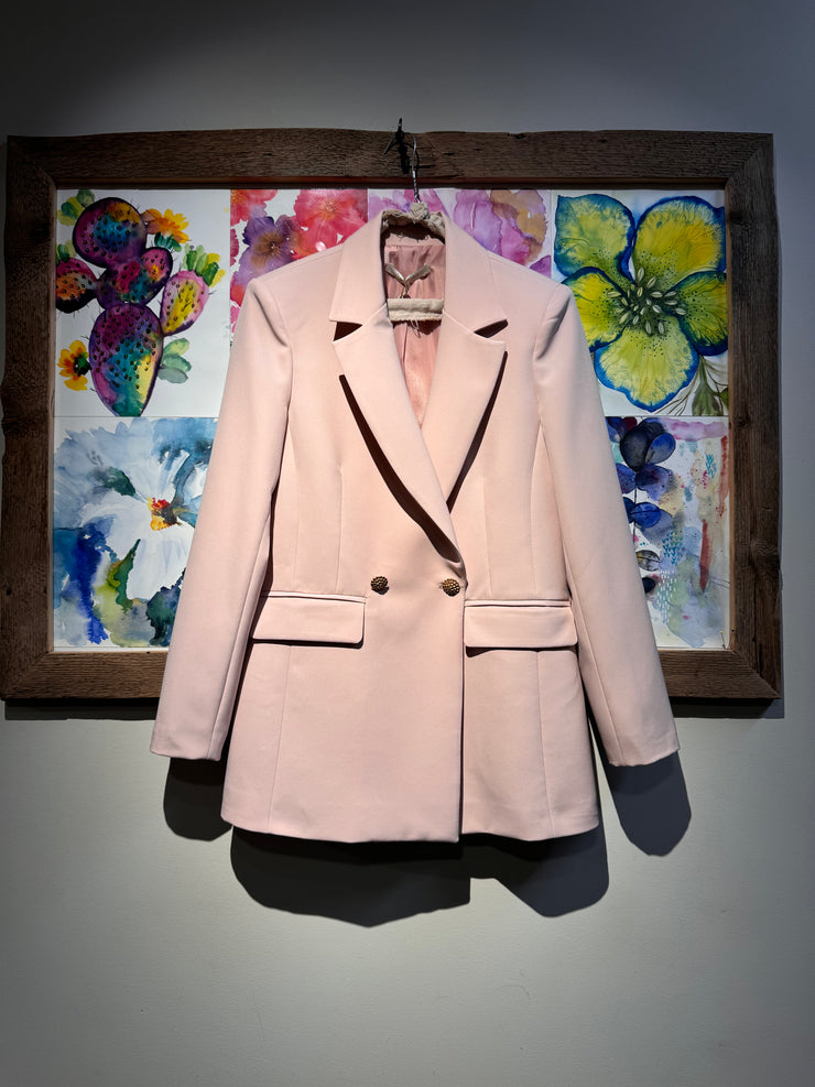 Blazer giacca tessuto tecnico cipria doppiopetto
