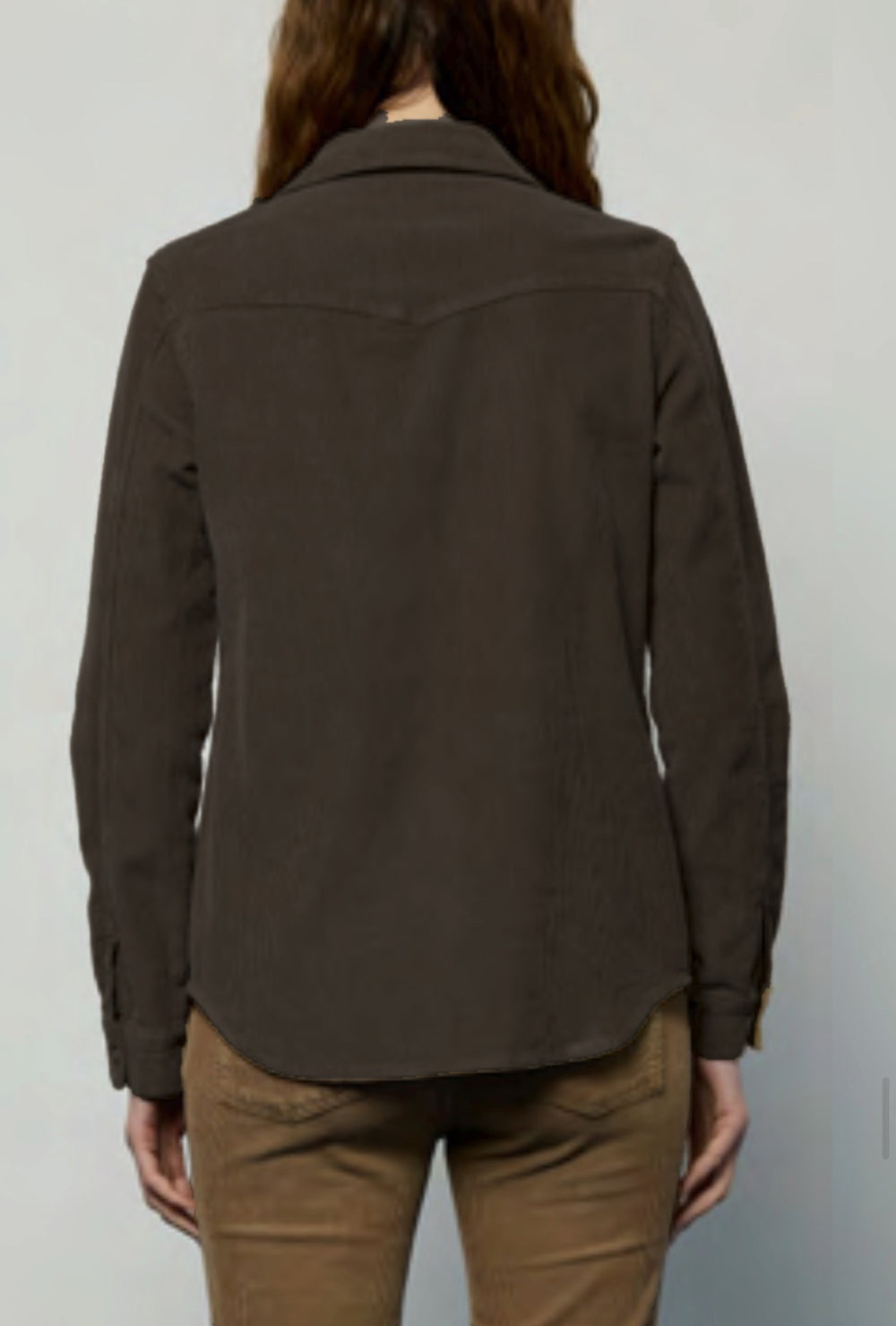 Camicia Janet Noir and Bleu in velluto a costa sottile, cioccolato