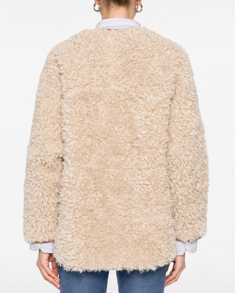 Giacca eco-sherpa bouclé color naturale