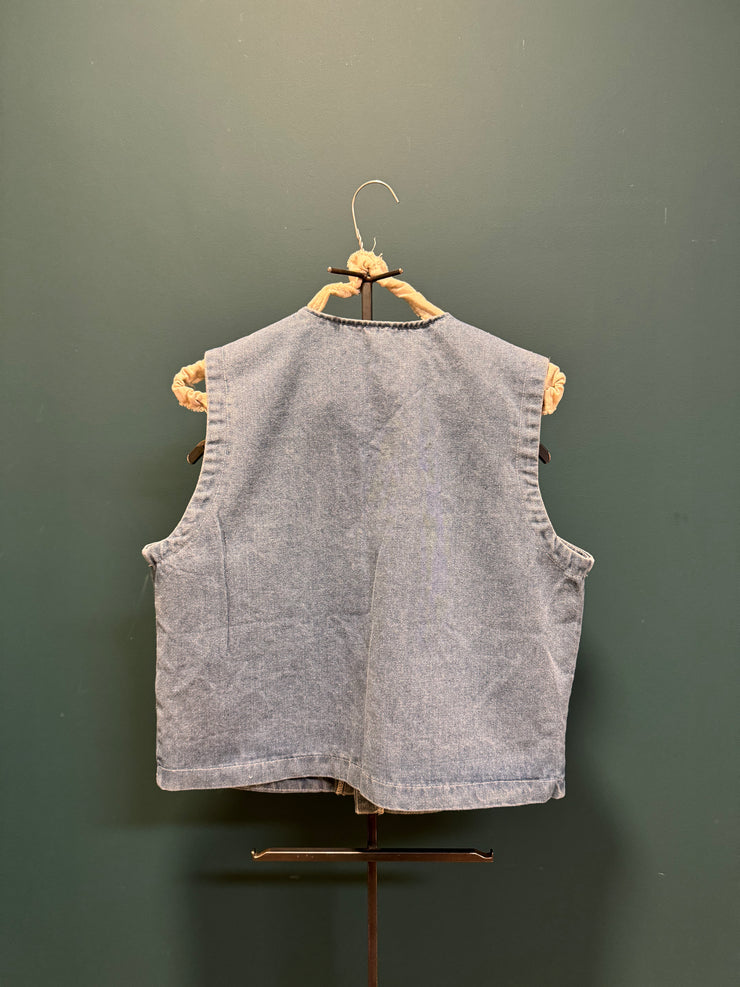 Gilet denim v con ricami