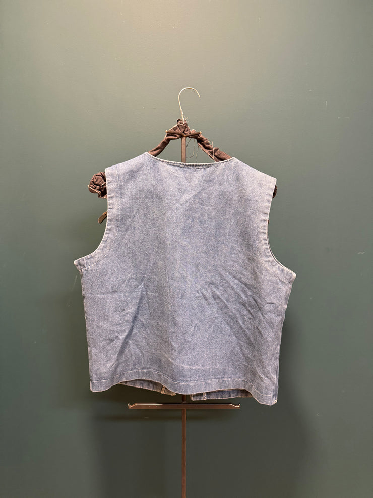 Gilet jeans girocollo ricami