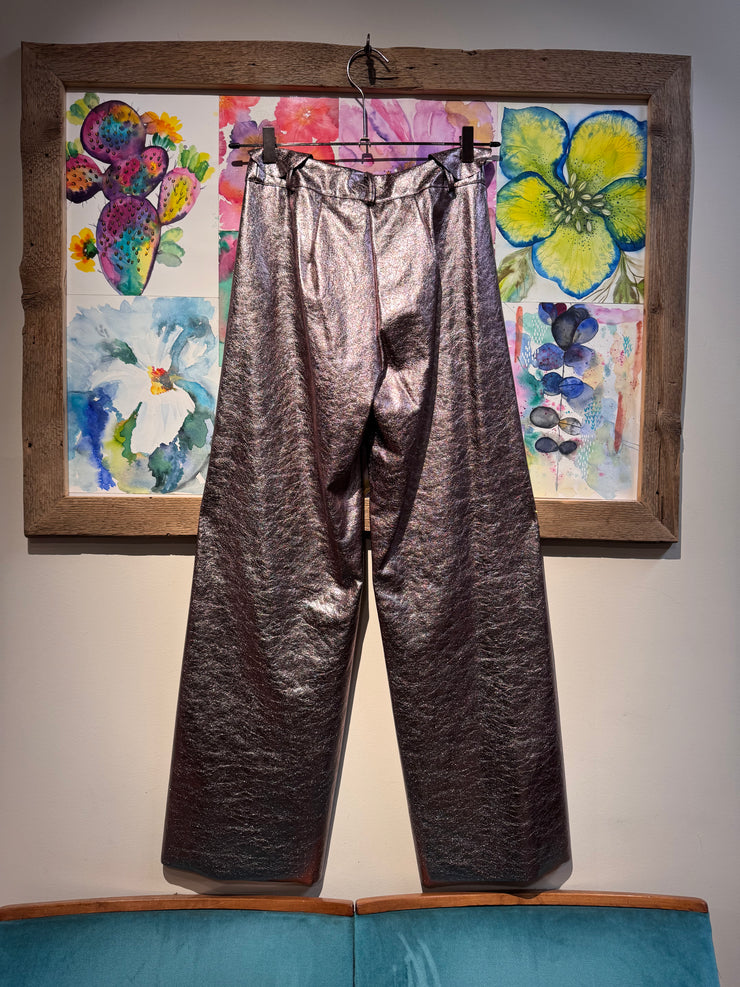 Pantalone eco metallizzato rosa