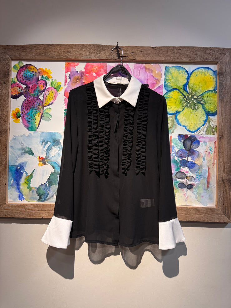 Camicia georgette rouges nera