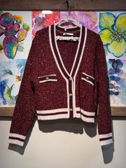 Cardigan lurex bordeaux
