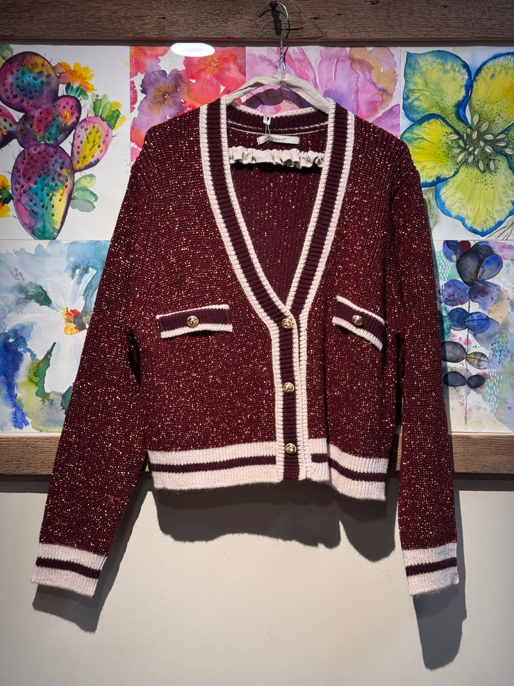 Cardigan lurex bordeaux