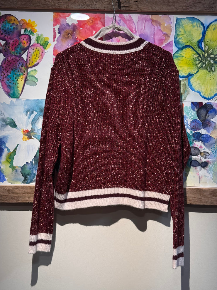 Cardigan lurex bordeaux